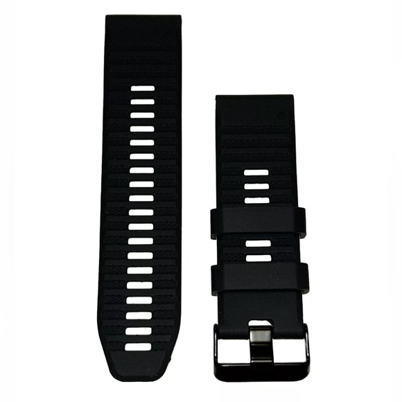 Watch Band 25mm Black w White Rubber Replacement For Nixon 51-30 Strap Garmin - Picture 1 of 12